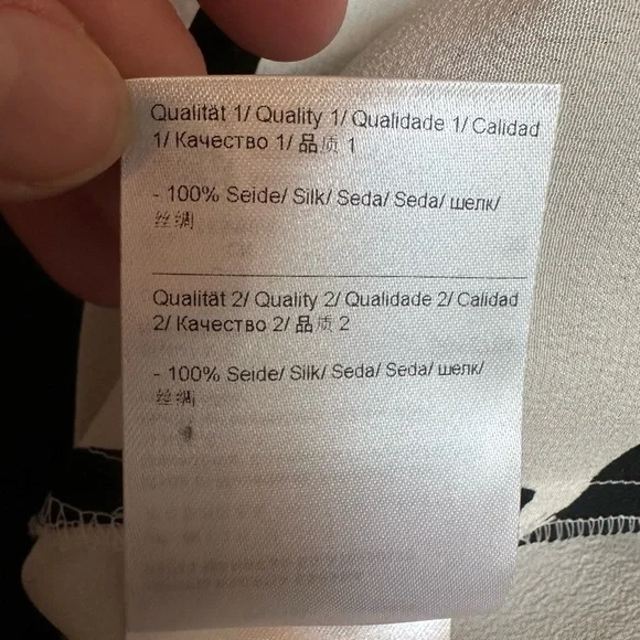 Escada 100% Silk Floral Tunic Dress with Pockets Black White Red Size 38 - Picture 12 of 15